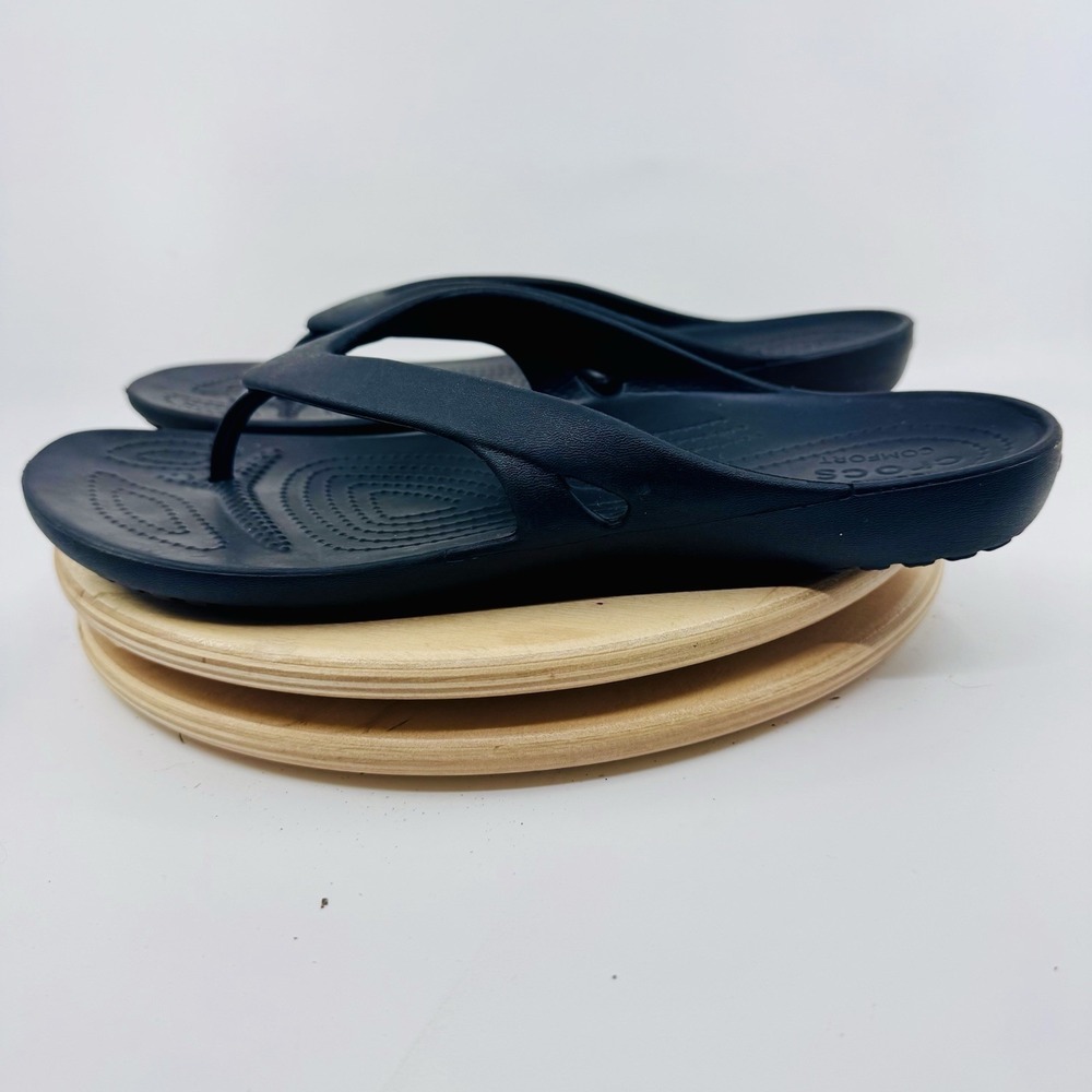 Crocs Kadee II Flip Flops Womens 10 Black Comfort Slip-On Summer Sandals thong - Picture 3 of 8